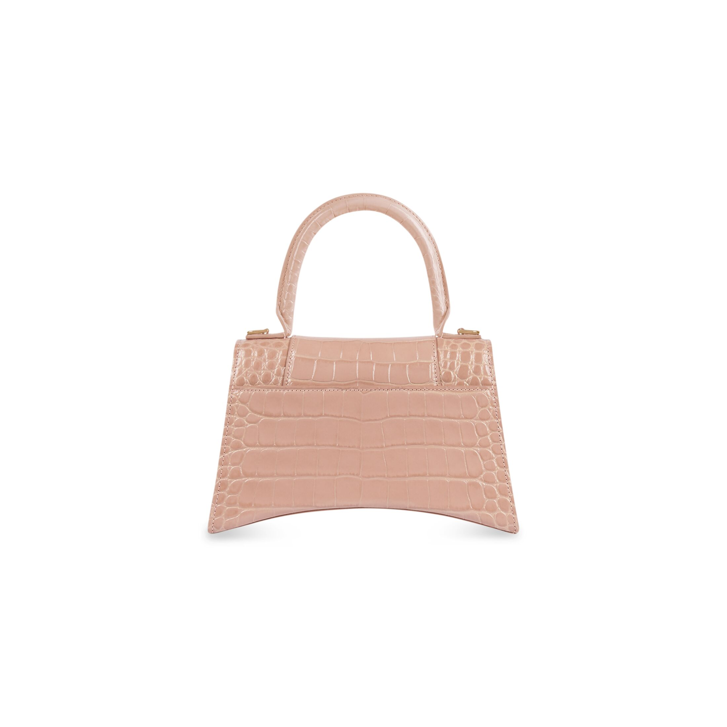 WOMEN'S HOURGLASS SMALL HANDBAG CROCODILE EMBOSSED IN NUDE